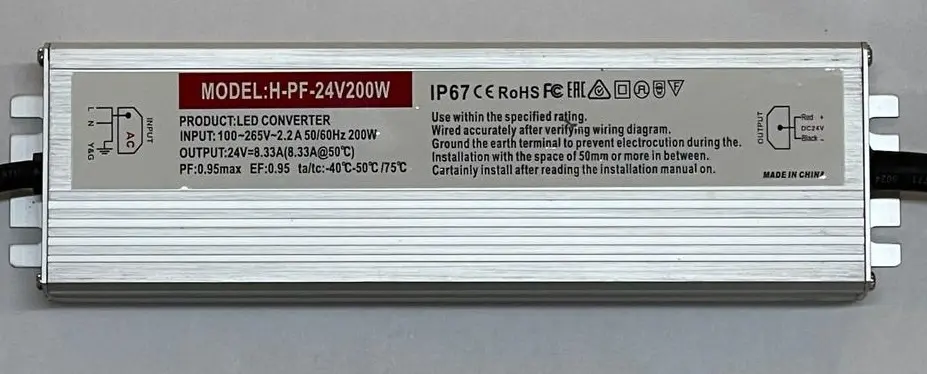 [TRANS-2512/200W-24V] TRANS DE 200W PARA CINTAS IP68  RGB