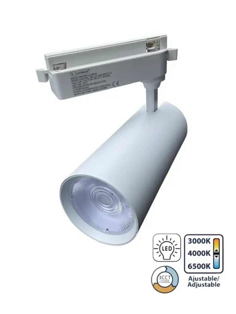 [TRC-30W-3CCT/BL] LAMAPARA DE RIEL 30W BLANCA 3CCT